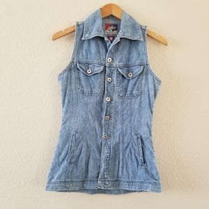 VTG Best World Brand Denim Vest Jacket Size Small Made in Hong Kong